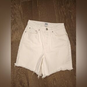 BDG Urban Outfitters 90's Long Inseam Cutoff Denim White Button Fly shorts | 26